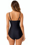 Women's Black Gathering Swimsuit, Stylish Design with Chest Detail - 2