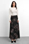 Molly Nelly Women's Floral Printed Lined Long Skirt - 8