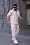Men's Short Sleeve Linen Shirt Pants Set Summer Casual Bottom Top Set - 4