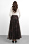 Molly Nelly Women's Floral Printed Lined Long Skirt - 5