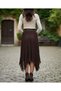 Intive Moda Heavy Guipure Lace Asymmetrical Cut Lined Belted Midi Length Skirt - Far City - 4