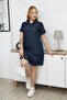 Plus Size Polo Collar Cotton Jean Dress
