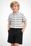 Cmk 23003-26 Striped Polo Collar Boys' Set Comfortable Fit Summer Shorts Daily Combination