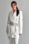 Women's Double Blazer Jacket and Palazzo Pants - 3 Belted Blazer Jacket with Gold Buckle Double Breasted Cut - 3