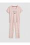 Crew Neck Printed Women's Pajama Set (S6) - 5