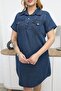 Plus Size Polo Collar Cotton Jean Dress - 6
