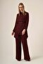 Women's Jacquard Belt Detailed Double Suit Set Plum 31328 - 2