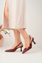 Women's Burgundy Patent Leather Heeled Shoes Slingback Pointed Toe Medium Heel Daily Stylish Classic 7 cm 99 - 2