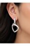 Silver Color Zircon Stone Heart Model Dangle Steel Earrings - Tarnish Resistant - 2