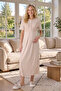 New Season Mink Summer Full Length Jacquard Buttoned Short Sleeve Maternity Maternity Dressing Gown Nightgown Set - 2