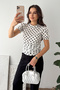 Women's Polka Dot Draped Blouse – Half Sleeve Stylish Design - 2
