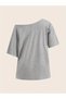 Oversize Women's Boat Neck T-Shirt with Flower and Bicycle Print - 2