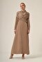 Women's Silk Kupra Stone Dress Beige 31345 - 4