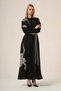 Women's Comfortable Fit Dress with Embroidery Detail Black 31327