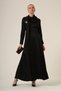 Women's Brooch Detailed Shawl Collar Dress Black 31337 - 4