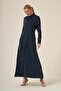 Women's Silk Kupra Stone Dress Navy Blue 31345 - 4