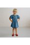 Girl's Cotton Blue Dress - Cherry Embroidery Detail - 3