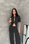 Women's Anti-Racism Knitwear Set Zippered Top High Waist Wide Leg Pants Bottom Top Set - 6