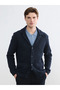 Southblue Navy Blue Standard Fit Wool Blend Men's Knitwear Cardigan