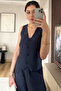 Midnight Alt Top Indigo Blue Vest Pants Tencel Fabric Set - 5