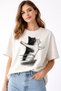 Cat Couple Titanic Printed Unisex Oversize T-Shirt – Cotton Crew Neck Casual Trend T-Shirt