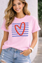Striped Heart Print Unisex Oversize T-Shirt – Cotton Crew Neck Casual Streetwear T-Shirt
