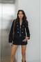 Dark Navy Blue Metro Jacket Belted Shorts Skirt Denim Set - 2