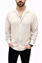 Men's Aerobin Fabric Oversize 4 Season Long Sleeve Comfortable Fit Shirt - Beige - 4
