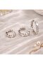 Silver 3-Piece Stone Hoop Earrings