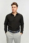 Automatic Buckle, No Holes, 100% Genuine Buffalo Leather, Classic Men's Belt, Navy Blue - 2