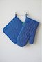 Be-28454-Bl 100% Cotton Blue Striped 17*30 Cm-20*20 cm (Gloves and Tutaç) Kitchen Set