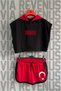 Turkey Moon Star Printed 100% Cotton Hooded Zero Sleeve Crop and Jersey Fabric Shorts Women's Sports Set - 2