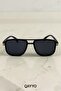 Marion Metal Square Black Gold Frame Unisex Uv400 Sunglasses - 5