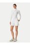 Women's Stretchy Viscose Fabric Short White Shorts with Stone Detail and Logo Embroidery and Elastic Waistband - 2