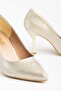 K-114 Gold Sequin Patterned Pointed Toe Heeled Women's Shoes - 4