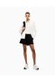 Women's Flexible Viscose Fabric Short Black Shorts with Stone Detail and Logo Embroidery and Elastic Waist - 2