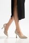 K-114 Gold Sequin Patterned Pointed Toe Heeled Women's Shoes - 2