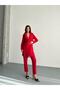 Red Larina Double Breasted Buttoned Blazer Jacket Trousers Suit Ate-4237 - 4