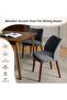 Linen Dining Chairs Set of 2, Upholstered Fabric Kitchen Chairs with Wing Backrest, Thick Cus - 4