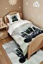 Stylish Motor Patterned Single Duvet and Pillowcase - 4