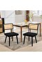 Set of 2 Natural Rattan Dining Chairs, Mid-Century Modern Cane Kitchen Chairs with High Backr