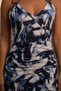 V-Neck Ring Strap Draped Patterned Mini Single Jersey Dress - Blue - 4
