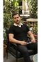 Men's Patterned Short Sleeve Knitwear T-Shirt - 100% Cotton Acrylic - 6