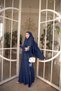 Women's Abaya Set Medina Fabric Embroidered Scarf Stylish Hijab Dress N-05425 _ Navy Blue