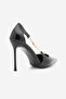 Women's Stiletto Pointed Toe Thin Classic Heeled Shoes with Gold Buckle on the Side Likose Black - 5