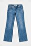 Women's Blue T-4S6-4 Flare Fit Low Waist Stone Detailed Special Design Denim Jeans - 3