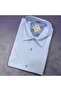 Classic Wide Cut Blue Men's Plain Short Sleeve Cotton Shirt
