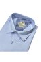 Classic Wide Cut Blue Men's Plain Short Sleeve Cotton Shirt - 2