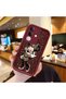 Simple Maroon Silicone Phone Case Minnie Pattern Compatible with Vivo Y29 Shockproof - 2