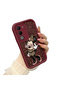 Simple Maroon Silicone Phone Case Minnie Pattern Compatible with Oppo A5 Pro 5g Shockproof